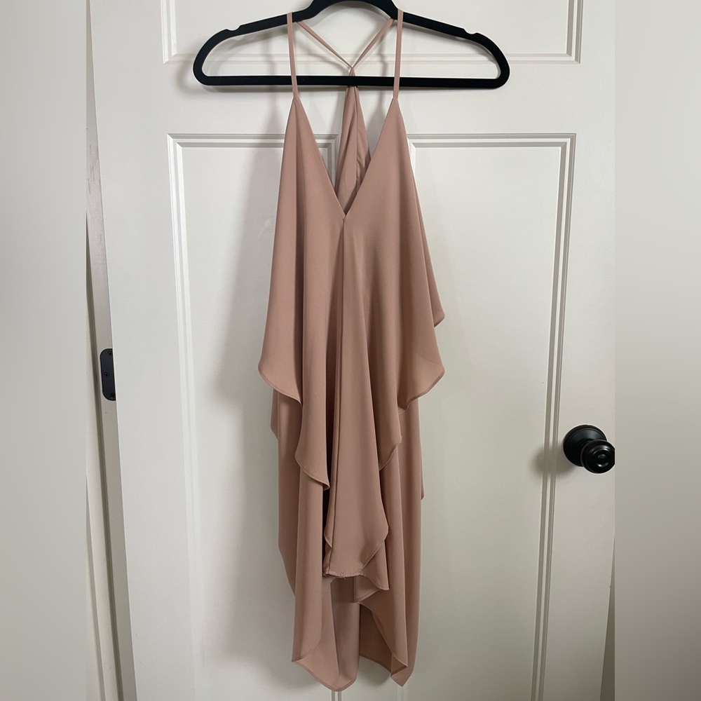 Olivaceous Nude/Blush draped cocktail dress